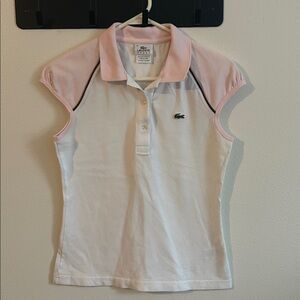 Vintage Lacoste Womens Sleeveless Polo in Soft Pink/White Collar Top.. 40